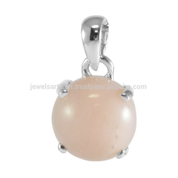 Lovely Pink Opal Gemstone com 925 Sterling Silver Prom Set Round Shape Charming Pendant
